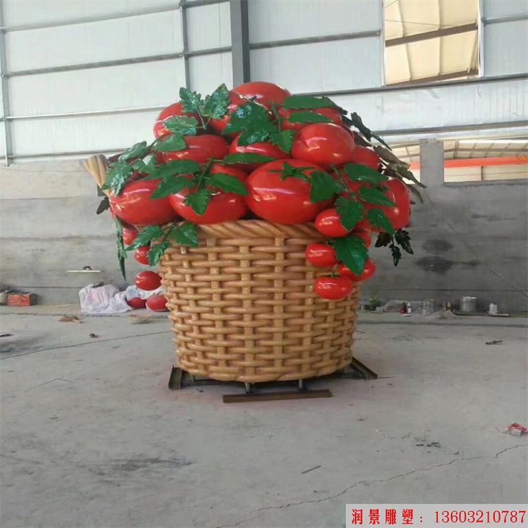 玻璃钢番茄篮子雕塑 西红柿篮雕塑1
